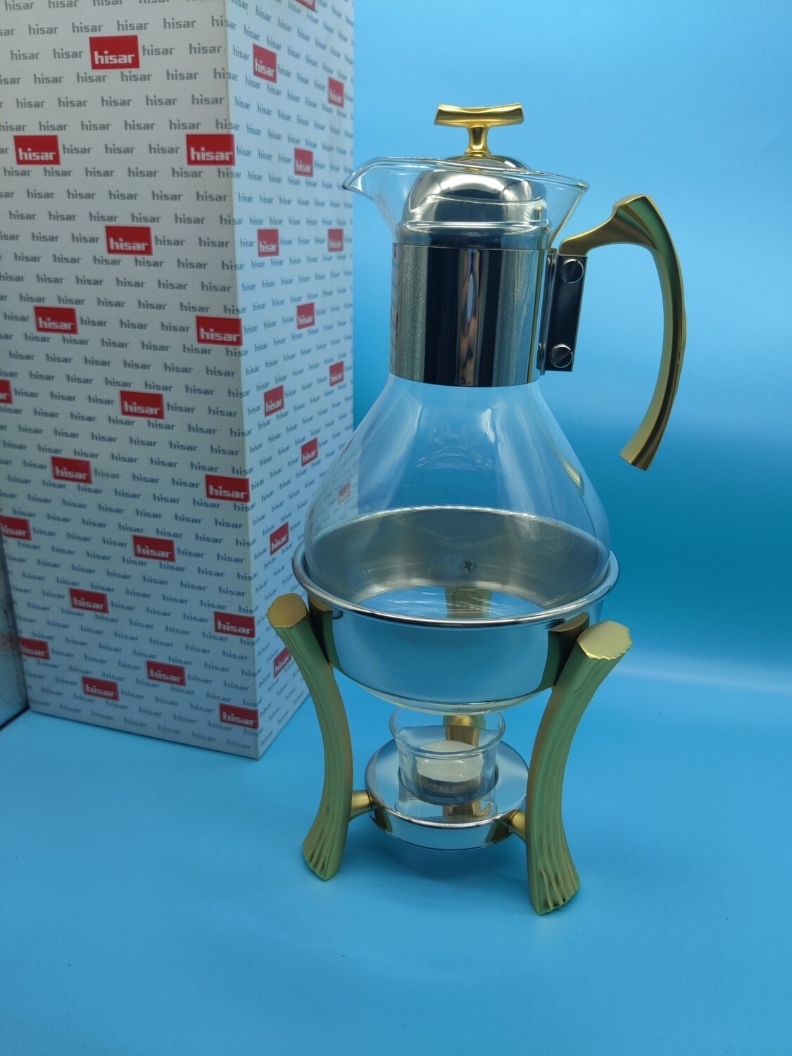 HISAR Milan Tea &amp; Coffee Serving Set Candle Warmer Glitter Gold