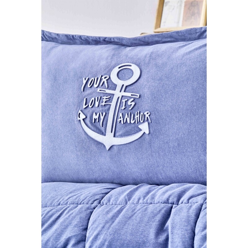 KARACA Home Toffee Indigo Double Cotton Comfort Set - Cift Kisilik