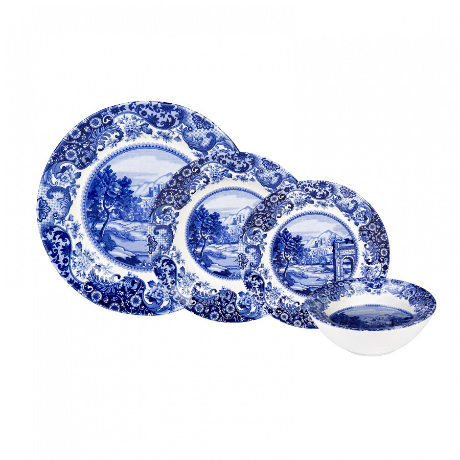 KARACA Blue Castle 6 Person Dinnerware