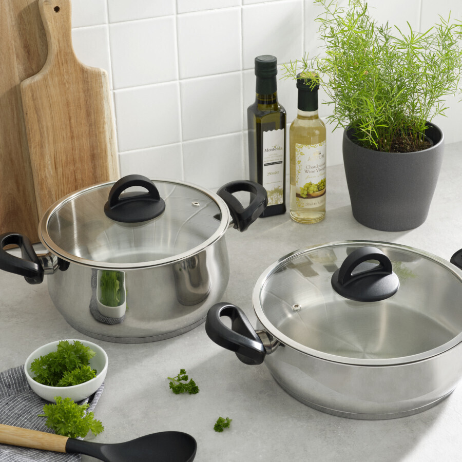 KARACA Florya Celik - Steel Pot Tencere Set 8 Pieces Black Antibacterial