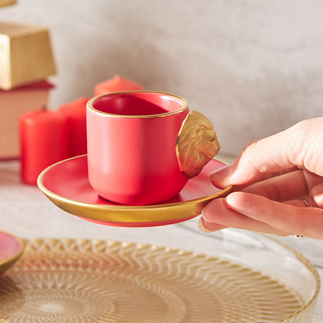 KARACA Lion Coffee Cups Set Of 2