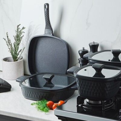 KARACA Diamond Casting Square 7 Pieces Cookware Set