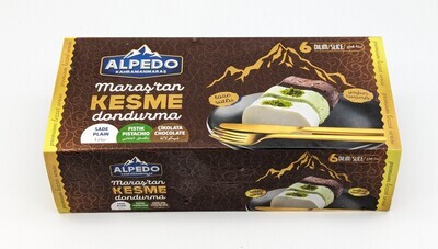 ALPEDO Ice Cream Slice Plain Pistachio Chocolate - Marastan Kesme Dondurma Sade Fistik Cikolata 600g (100g x 6pcs)