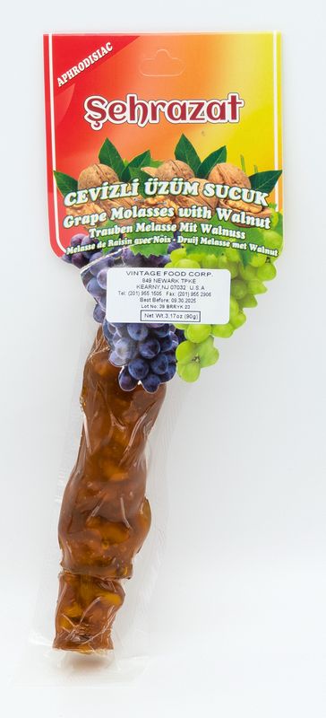 SEHRAZAT Grape Molasses with Walnut (Cevizli Sucuk) Stick 90g