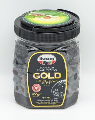 IKRAM Natural Black Olives with Oil Gold Sele - Dogal Yagli Siyah Zeytin 800g