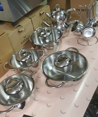 KARACA Sevilla 15 Piece Steel Dowry Set Cookware With Tea Pot