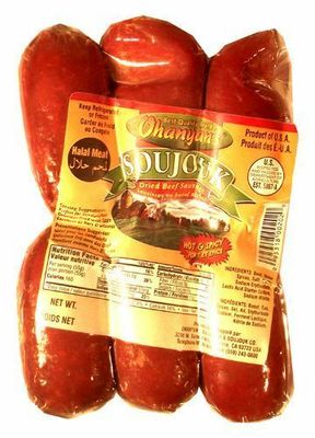OHANYAN&#39;S Soujouk Ohanyan Sucuk Acili / Soujouk Spicy &amp; Hot - 1lb - Halal Beef