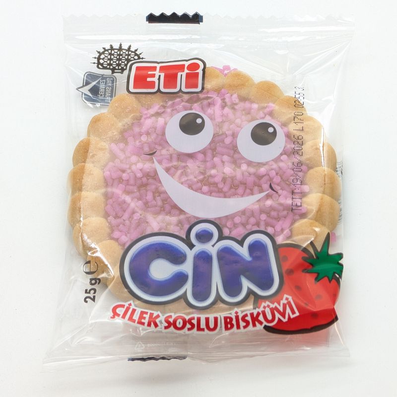 ETI Cin Strawberry Sauce Biscuit - Cilek Soslu Biskuvi 25g