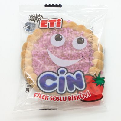 ETI Cin Strawberry Sauce Biscuit - Cilek Soslu Biskuvi 25g