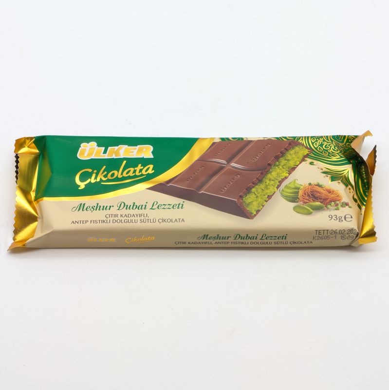 ULKER Dubai Cikolatasi Chocolate - Milk Chocolate with Kadayif and Pistachio 93g