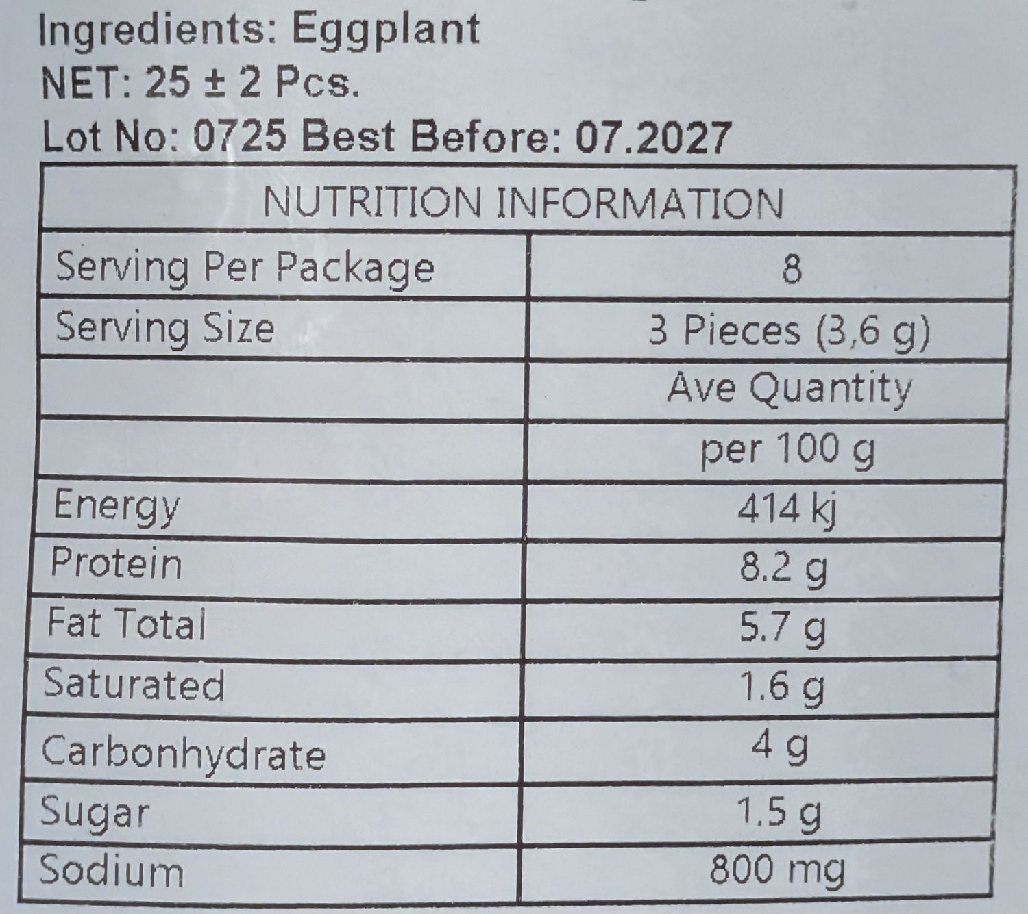 ONCU Dried Eggplant - Kuru Patlican 27-33g (1.2g x 23-27pcs)