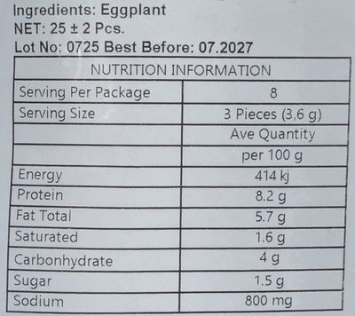 ONCU Dried Eggplant - Kuru Patlican 27-33g (1.2g x 23-27pcs)