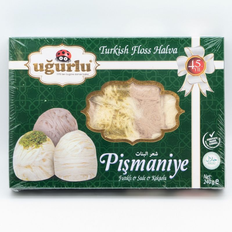 UGURLU Pismaniye Floss Halva Mixed Pistachio Plain Cocoa - Fistikli Sade Kakaolu 240g