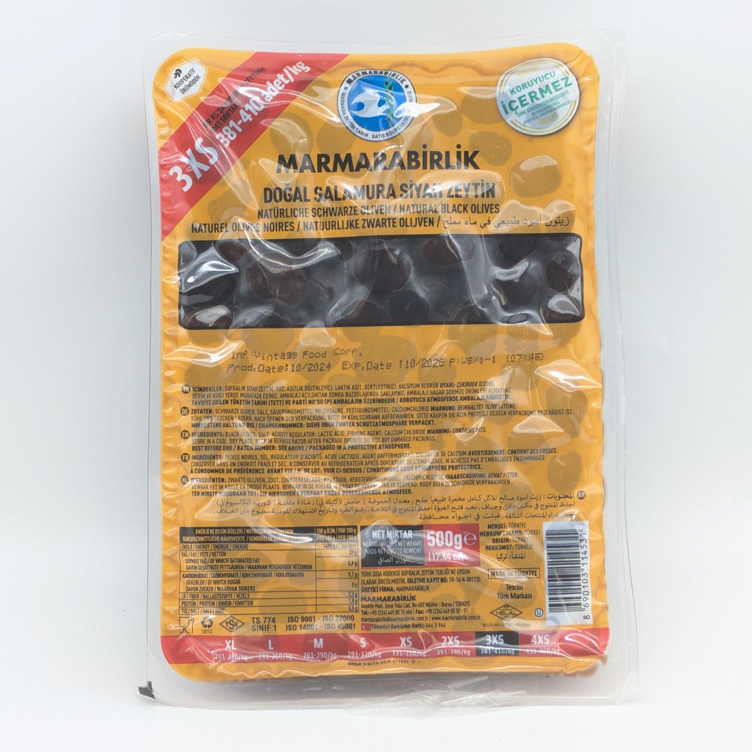 MB Marmara Birlik Natural Black Olive 3XS Luks 500g