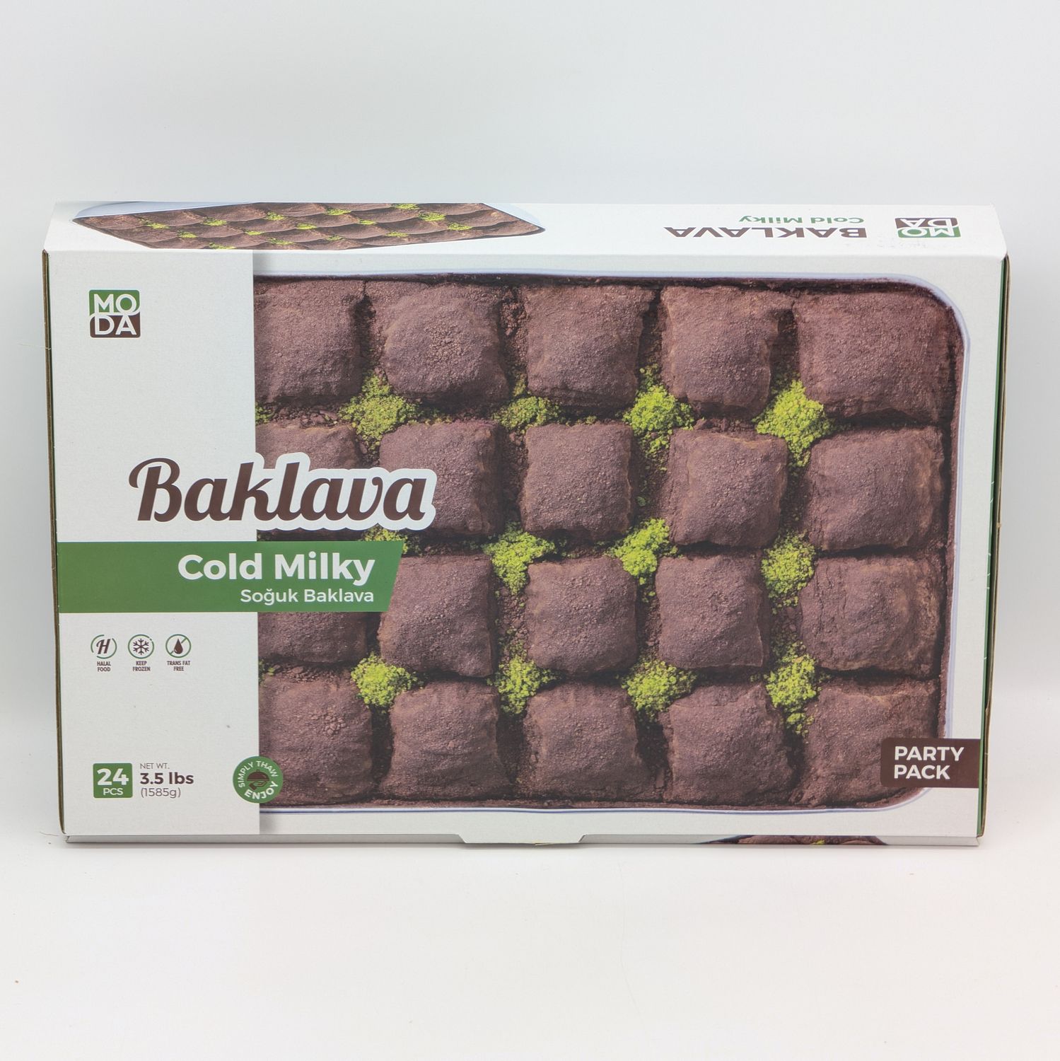 MODA Baklava Cold Milky with Pistachio - Soguk Baklava 3.5lb 24pcs