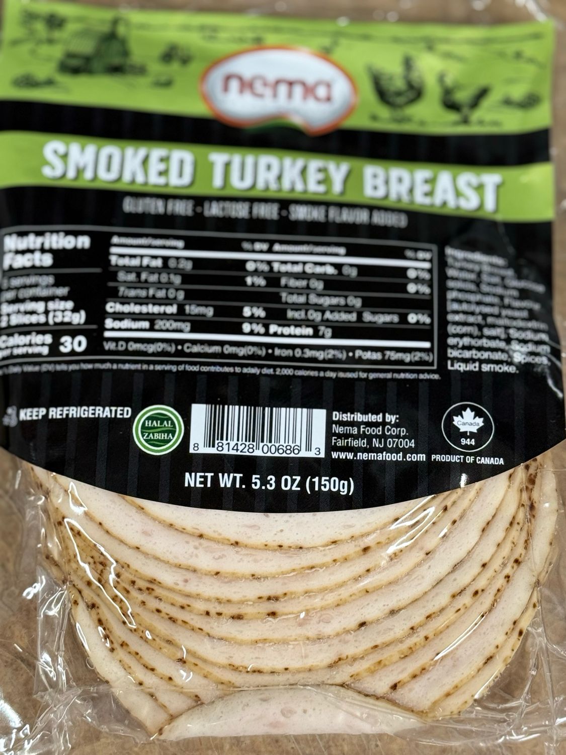 NEMA Smoked Turkey Slices 5.3 oz 150gr