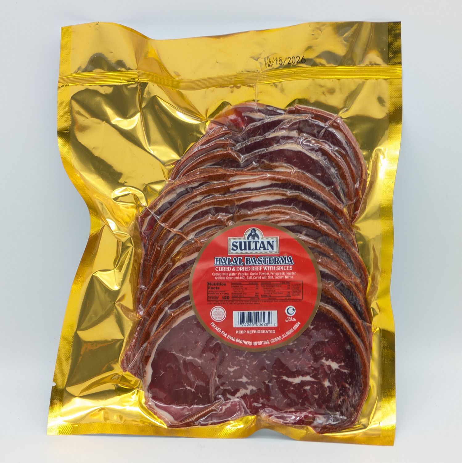 SULTAN Halal Sliced Basterma Bastirma Pastrami - Dilimli Pastirma 10oz 283g