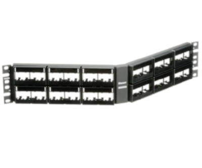 CPPLA48WBLY Patch panel base 24 PTO angled with faceplates in black 2U Panduit