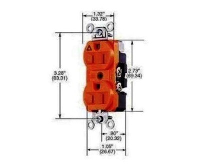 CR5252IG Receptacle duplex insolate ground 2P3W 15A 125V (5-15R) orange Hubbell