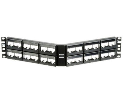 CPPLA48WBLY Patch panel base 24 PTO angled with faceplates in black 2U Panduit