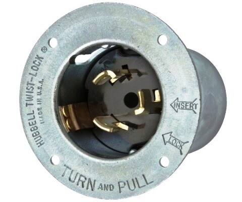 CS8375 Flanged inlets twist-lock 3P4W 50A 250V IP20 black Hubbell