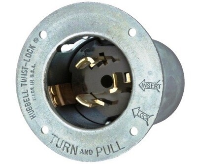 CS8375 Flanged inlets twist-lock 3P4W 50A 250V IP20 black Hubbell