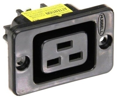 H320R Receptacle straight blade 2P3W 16A 250V (IEC320) black Hubbell