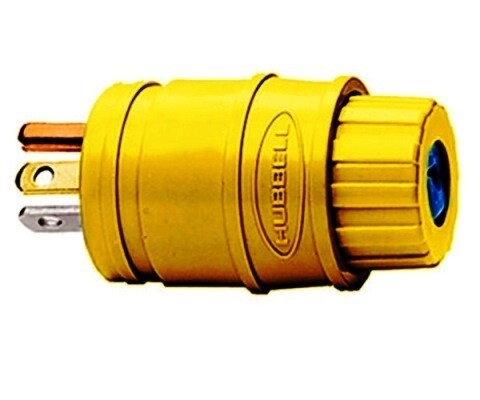 HBL14W33 Plug straight blade 2P3W 20A 125V (5-20P) elasto-grip watertight yellow Hubbell