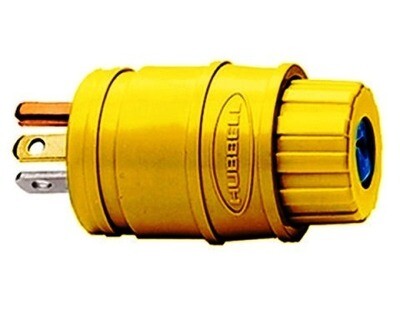 HBL14W33 Plug straight blade 2P3W 20A 125V (5-20P) elasto-grip watertight yellow Hubbell