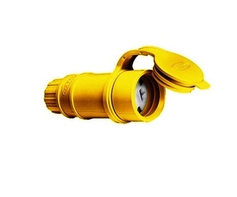 HBL15W33 Connector body straight blade 2P/3W 20A 125V (5-20R) elasto-grip watertight yellow Hubbell
