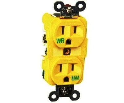 HBL52CM62 Receptacle straight blade 2P3W 15A 125V (5-15R) yellow marine Hubbell