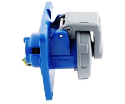 HBL363R6W Pin and sleeve receptacle 2P3W 63A 240V IEC blue Hubbell