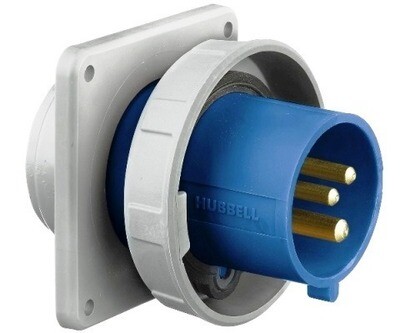 HBL316B6W Pin and sleeve male 2P3W 16A 220/240V IP67 IEC blue Hubbell