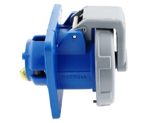 HBL430R9W Pin and sleeve receptacle 3P4W 30/32A 125/250V IP67 IEC blue Hubbell