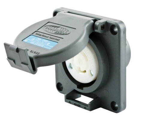 HBL2320SW Receptacle twist-lock single 2P3W 20A 250V watertight (L6-20R) black Hubbell