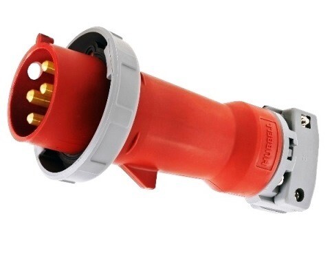 HBL463P6W Pin and sleeve plug 3P4W 63A 380/415V IEC red Hubbell