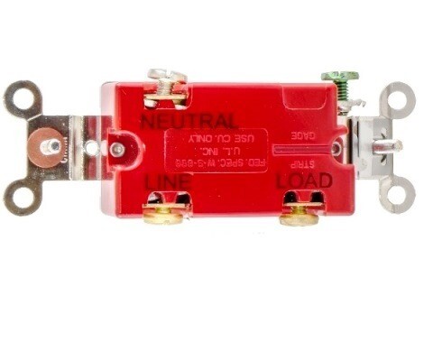 HBL1221PL Switch single position single pole 20A 120/277V with pilot light red toggle Hubbell