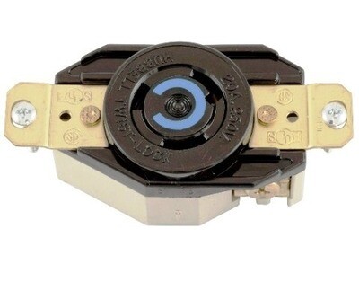 HBL2320 Receptacle twist-lock single 2P3W 20A 250V (L6-20R)(770-0025A) black Hubbell