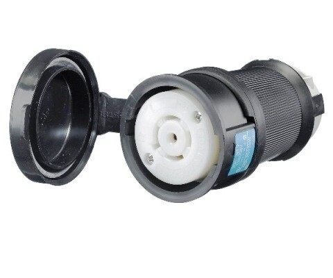 HBL2513SW Connector body twist-lock 4P5W 20A 120/208V (L21-20C) watertight black Hubbell