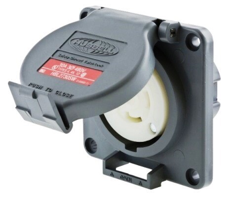 HBL2730SW Receptacle twist-lock single 3P4W 30A 480V (L16-30R) watertight gray Hubbell