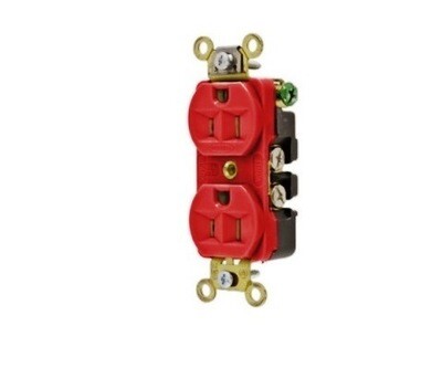 HBL5252R Receptacle duplex 2P3W 15A 125V (5-15R) red Hubbell