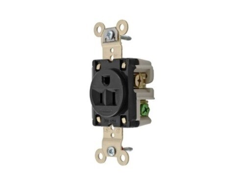 HBL5261BK Receptacle straight blade 2P3W 15A 125V single black Hubbell