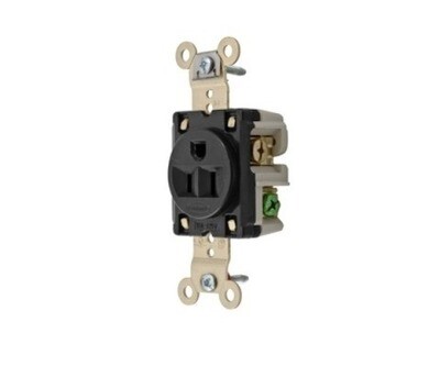 HBL5261BK Receptacle straight blade 2P3W 15A 125V single black Hubbell