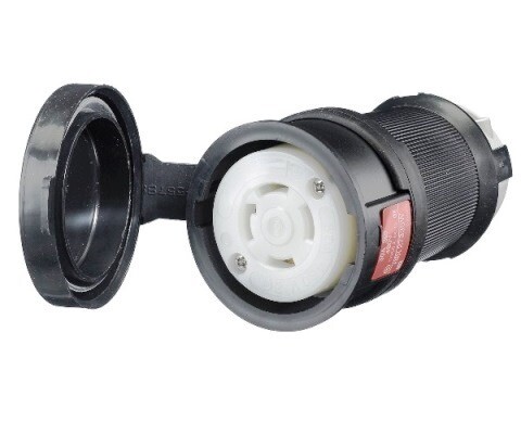 HBL2733SW Connector body twist-lock 3P4W 30A 480V (L16-30R) watertight black Hubbell