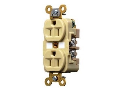 HBL5262I Receptacle straight blade 2P3W 15A 125V (5-15R) duplex ivory Hubbell