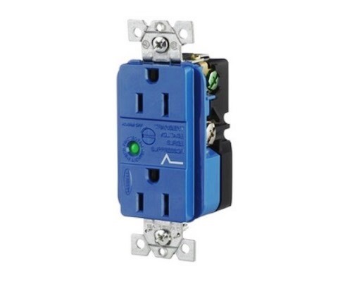 HBL5262SA Receptacle TVSS duplex 2P3W 15A 125V (5-15R) blue Hubbell