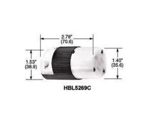 HBL5269C Connector body straight blade 2P3W 15A 125V (5-15R) black Hubbell