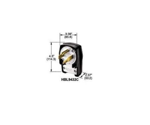 HBL8452C Plug straight blade 4P4W 50A 250V (15-50P) angle black Hubbell