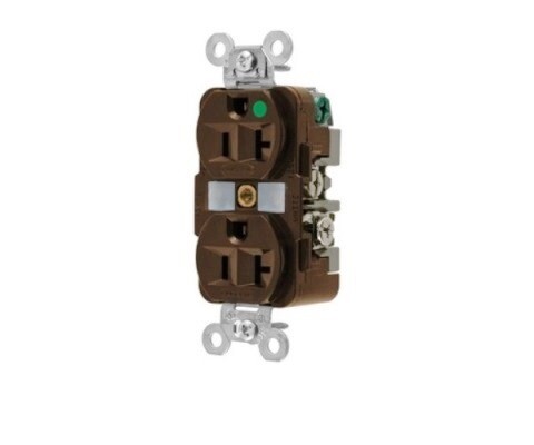 HBL8300 Receptacle hospital 2P3W 20A 125V (5-20R) duplex brown Hubbell