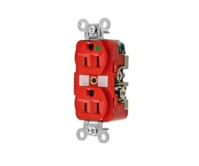 HBL8200RED Receptacle hospital 2P3W 15A 125V (5-15R) duplex red Hubbell